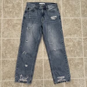 Kancan Women’s Straight Leg Jeans High Rise Distressed Size 5 / 26 100% Cotton